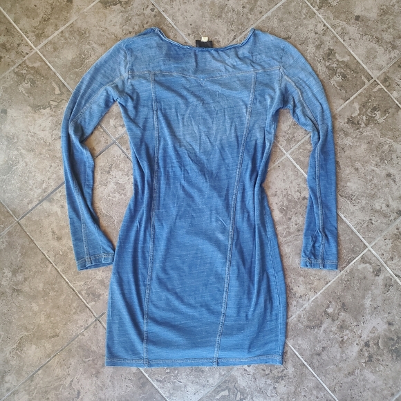 DIESEL long sleeve t-shirt dress mini midi blue denim style ombre S - Picture 3 of 9